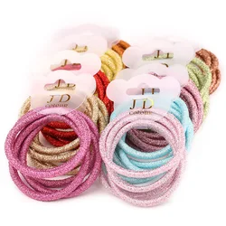 5PCS /lot Diameter 4.4cm Children Shining Elastic Hair Band Candy Color Solid Headband For Girls Hair Hoder Hair Accessories