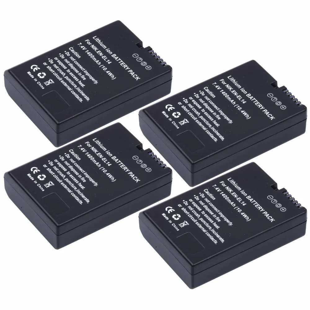 4Pcs PROBTY EN-EL14 EN EL14 EN-EL14a Battery for Nikon P7800 P7700 P7100 D3400 D5500 D5300 D5200 D3200 D3300 D5100 D3100 Df.