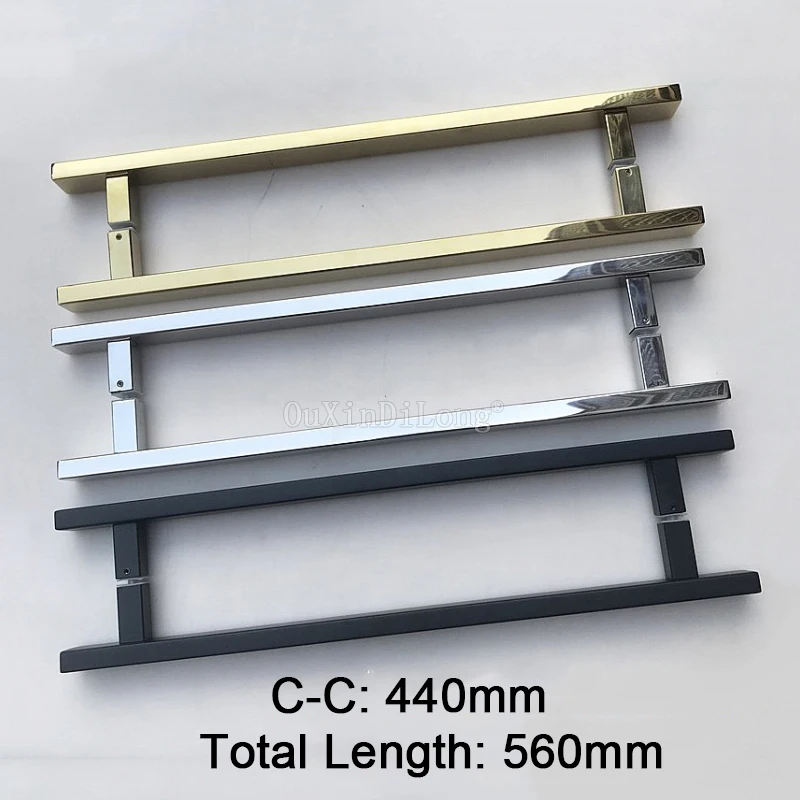 

1PCS 304 Stainless Steel Bathroom Door Handles Golden/Polish Chrome/Dumb Black Glass Door Handles Pithc 400mm/440mm JF1809