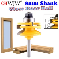 1 Pc 8mm Shank Glass Door Rail & Stile Reversible Router Bit Wood Cutting Tool woodworking router bits- Chwjw