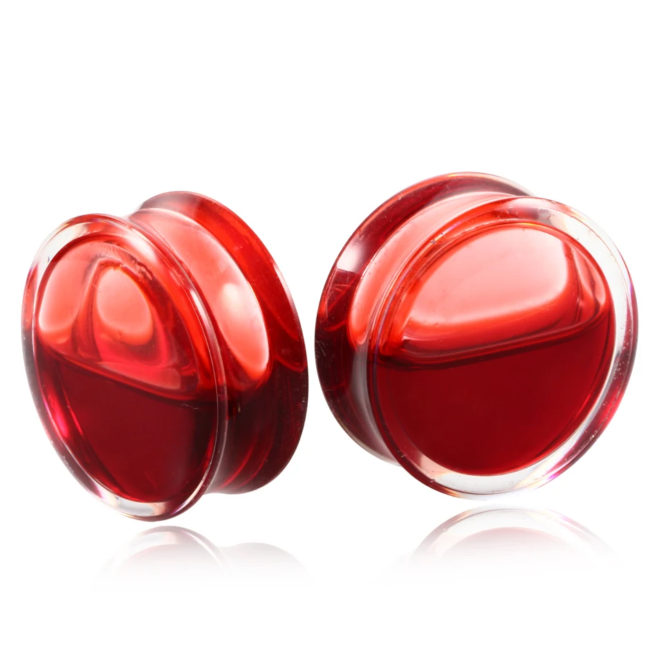 1Pair Acrylic Double Flared Ear Flesh Tunnels Plugs Red Liquid Ear Gauges Earring Expander Piercing Body Jewelrys 8mm-25mm