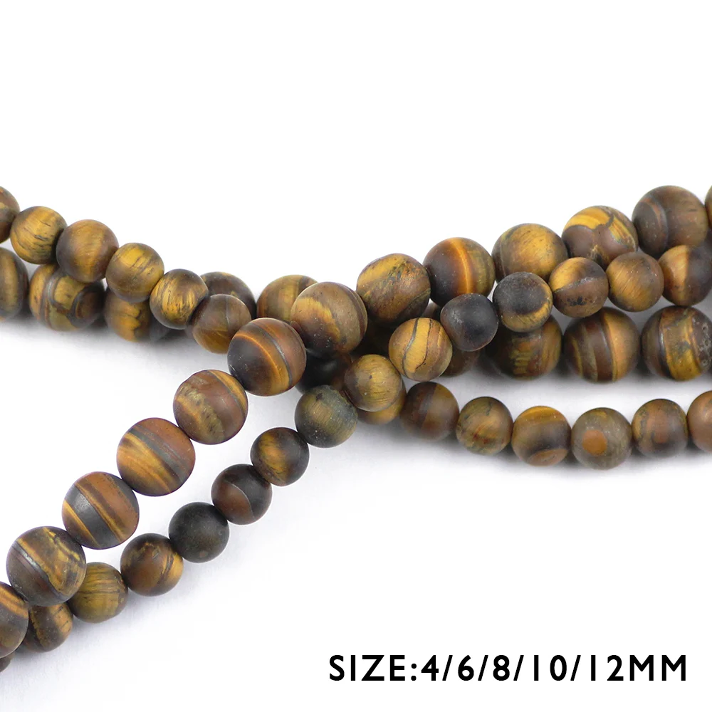 WLYee Dull Polish Matte Yellow Tiger Eye Frost Natural Stone beads 4/6/8/10/12 MM Round Loose bead Jewelry bracelets making DIY