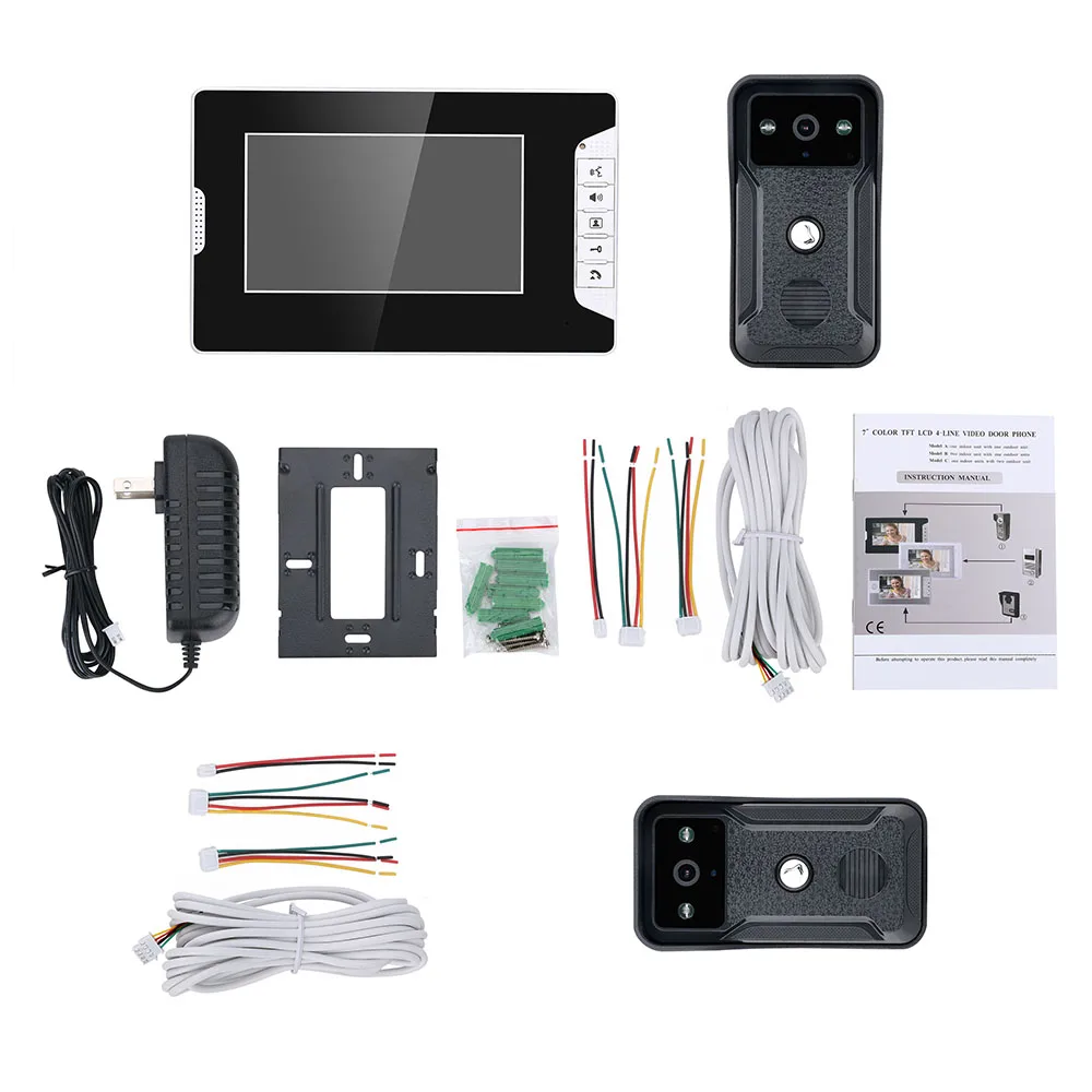 Imagem -06 - Polegada Vídeo Porta Telefone Campainha Intercom Kit 2-câmera-monitor de Câmera de Visão Noturna com 700tvl 7