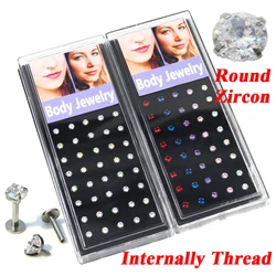 80pieces Fashion Round Circle Cubic Zircon Stone Crystal Labret Stud Lips Piercing Rings Jewelry Ear Helix Tragus Cartilage