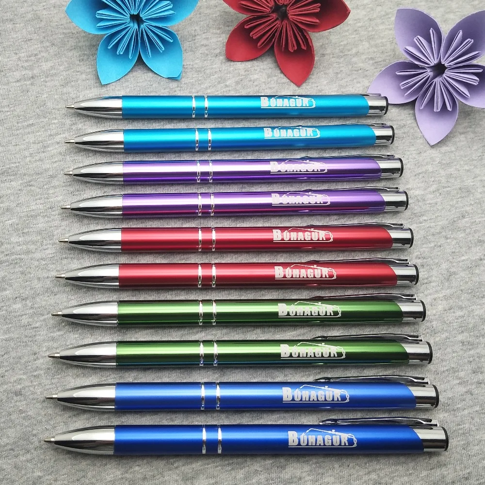 

10 Colors Luxury Metal Ballpoint Pen Promotional Gifts Customized Logo by Laser for School Supplies 20pcs a Lot