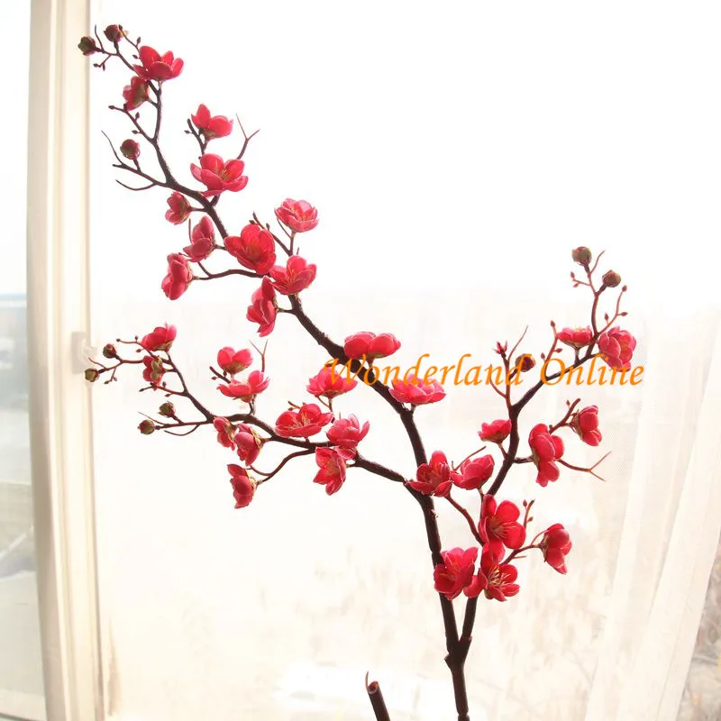 

Free Shipping 4-color long branches Plum bouquet simulation flowers elegant bridal bouquet wedding flowers decorations MW36888