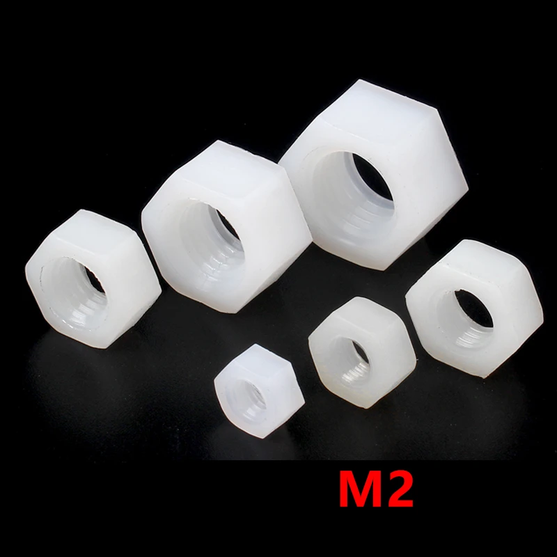 

1000pcs M2 White Nylon Hexagon Hex Nut Plastic Nuts NY66