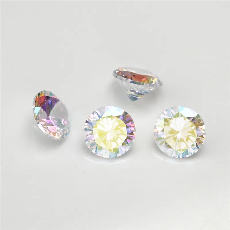 Size 1.0~10mm  Round Shape Multicolor Cubic Zirconia Stone Loose Plating AB Color CZ Synthetic Gems