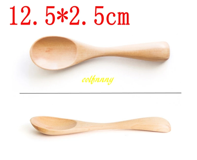 500pcs/lot Fast shipping 12.5*2.5cm Honey Wood Spoon Flatware Dessert Soup Tea Coffee Stirring Wooden spoons