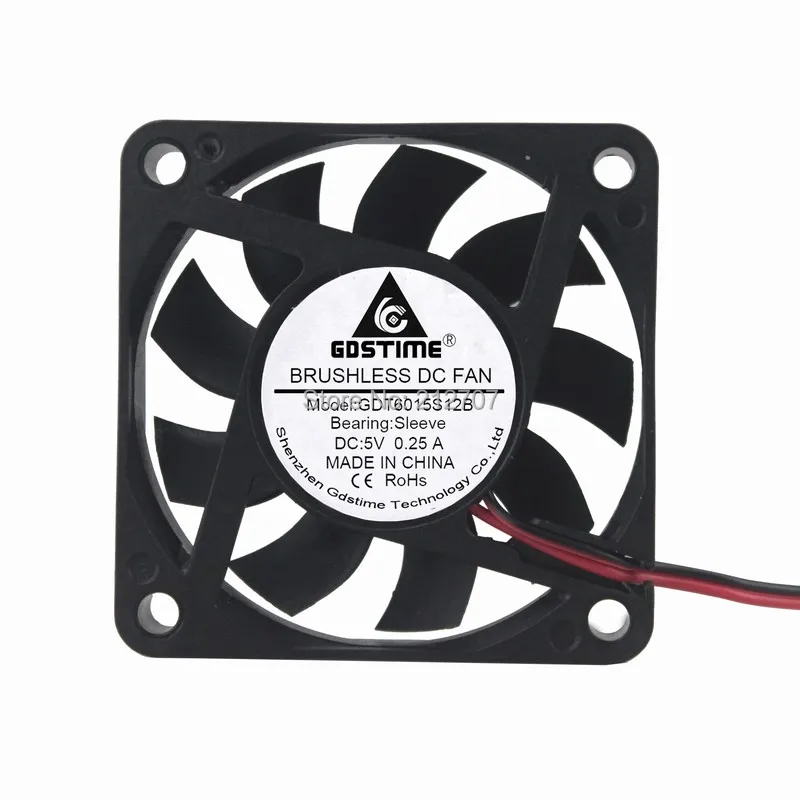 

2 Pcs Lot Gdstime 5V 6015 60MM 6CM 60x60x15mm 2Pin Small Brushless DC Cooler Cooling Fan