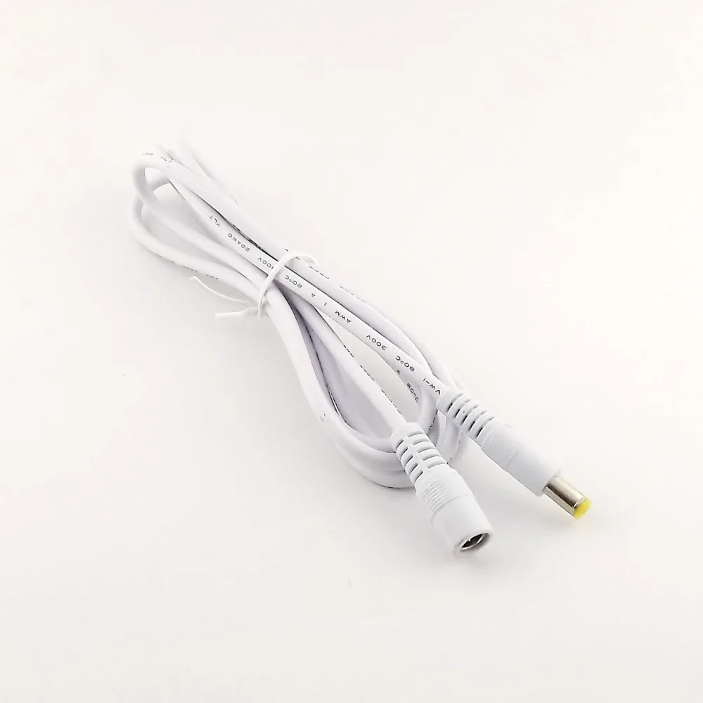 1pc 1.5m/3m/5m CCTV DC Power 5.5 x 2.1mm Male to Female Jack Adapter Extension Connector Cable White