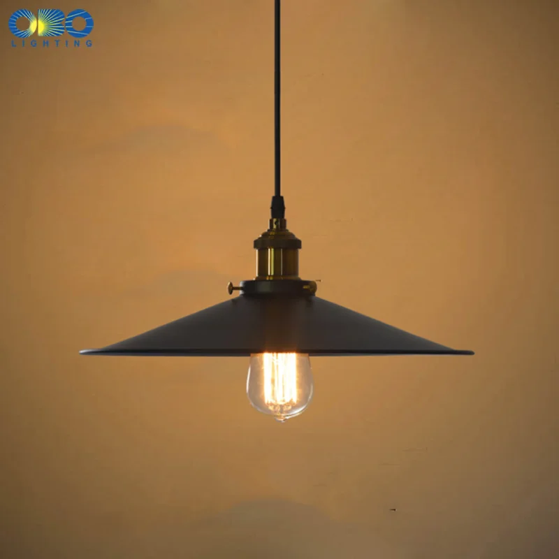 Vintage Pendant Lamp Black Lampshade Edison Lamp Base E27 Dining Hall/Bar Vounter/Cafe Indoor Lightings LED Pendant Lights