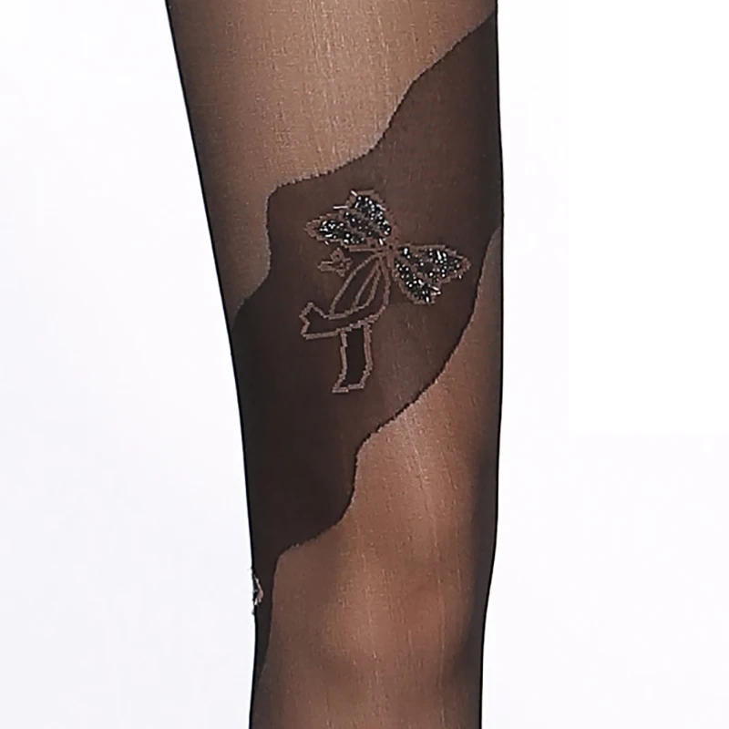 Sexy Butterfly Jacquard Tights 40D Women Stretchy Pantyhose Pattern in Pattern Ultra-thin Nylon Tights Black stockings