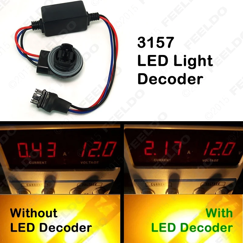 FEELDO DC12V 3157B Canbus Error Free Resistor LED Decoder Warning Error Canceller For LED Turn Signal Bulb #CA2265