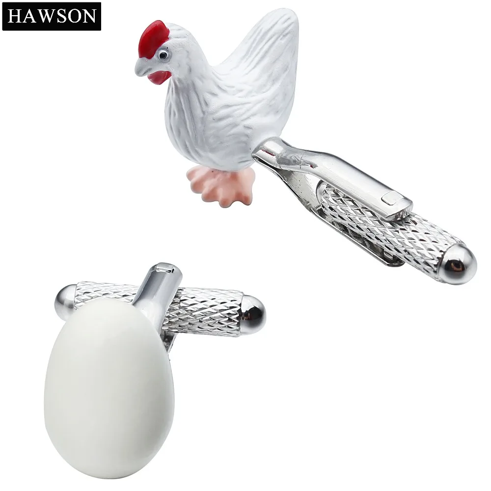 HAWSON Mens Shirt Jewelry Funny Hen and Egg Cufflinks New Design Animal Cufflink for Boys