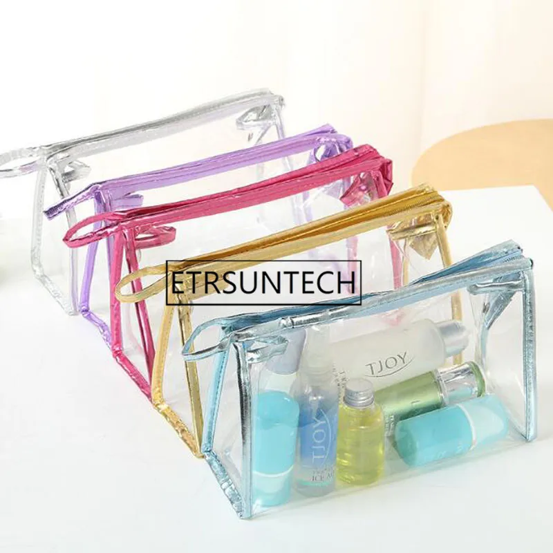 100pcs Clear Transparent Plastic PVC Travel Cosmetic Make Up Toiletry Bag Zipper Waterproof Women Storage Bag