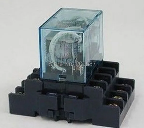 عدد 1 مجموعة شحن مجاني من لفائف التتابع الكهربائي LY4NJ HH64P AC220V 14PIN 10A 4PDT مع قاعدة مقبس PTF14A
