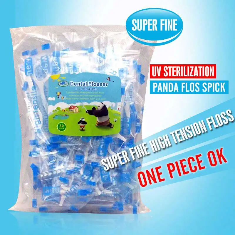 Dental Flosser UV Sterilized Individual Packing 100 Pack Superfine Toothpicks Stick Floss Interdental Brush