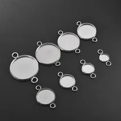 Plaques à cabochons en acier inoxydable, lot de 30 pièces, lunettes camées à double boucles, diamètres intérieurs 6 mm, 8 mm, 10 mm, 12 mm, 14 mm, 16 mm, 18 mm, 20 mm, 25mm