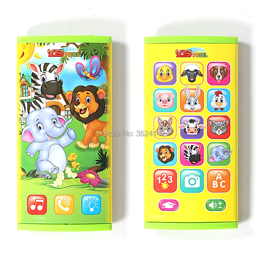 Cartoon English recognizing Animal toy phone elettrico, a doppia faccia 360 a schermo intero 23 diverse funzioni giocattoli di apprendimento intelligenti