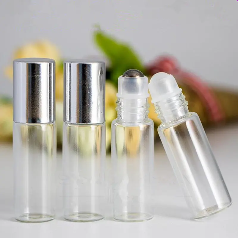 5ML transparent glass bottle with steel ball roll on for eye cream,perfume,essential oil,lip gloss bottle F2017791