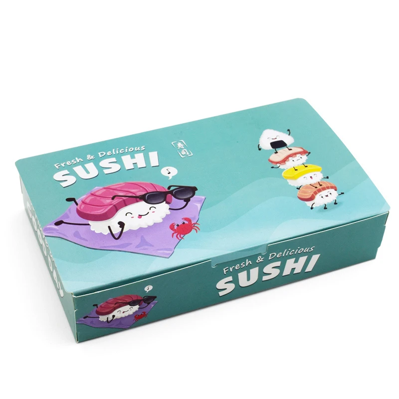 50 Pcs Disposable Sushi Box Rice Ball Paper Packing Box For Fast Food Shop Restaurant Sushi Box Packaging Thicken Supplier