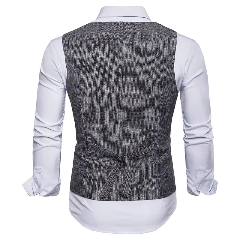 Fashion Suit Vest Men Formal Dress Vest Colete Masculino Herringbone Gilet Fitness Sleeveless Jacket Wedding Waistcoat Men XXL