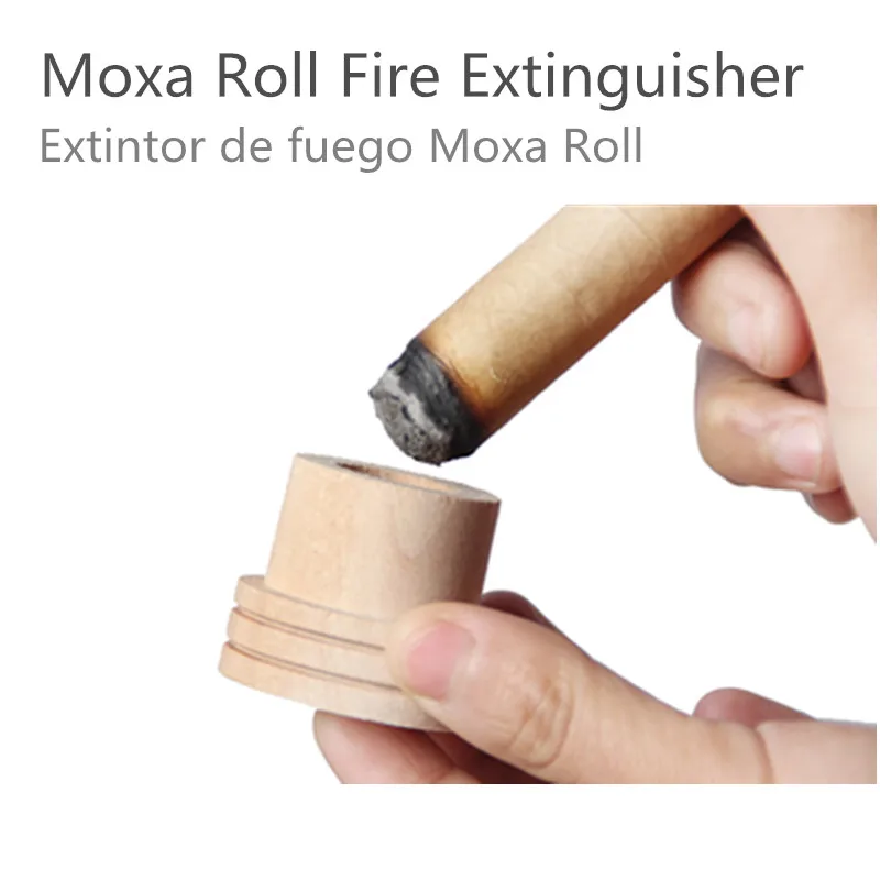 3pcs Wooden Moxa Extinguisher Roller Roll Holder Stick Moxibustion Device Massage Box Smokeless Acupuncture Artemisia