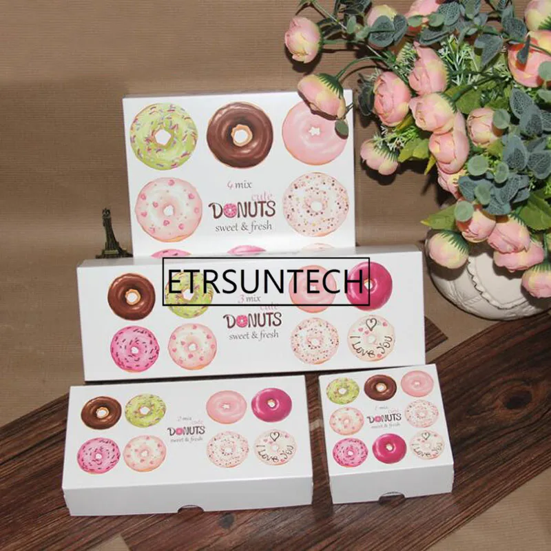 

100pcs Carton Kraft Paper Donut Box Cardboard Paper Doughnut Packaging Box Craft Gift Packaging Box