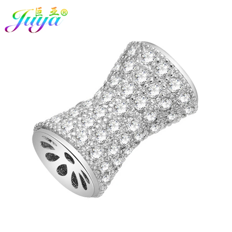 Ali Moda Rose Gold Micro Pave Exquisite Clear Cubic Zirconia Charm Hollow Beads Finding For Women Men Beads Bracelets DIY Making