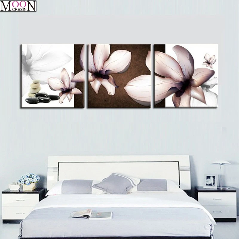 

Triptych DIY 5D Diamond Painting Cross Stitch Beautiful Flower Diamond Mosaic Full Square Drill DIY Diamond Embroider Decoration