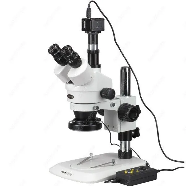 

AmScope Zoom Trinocular Stereo Microscope 3.5X-90X+ Multi-Zone 144 LED + 1.3MP USB 2.0 Camera on Pillar Stand