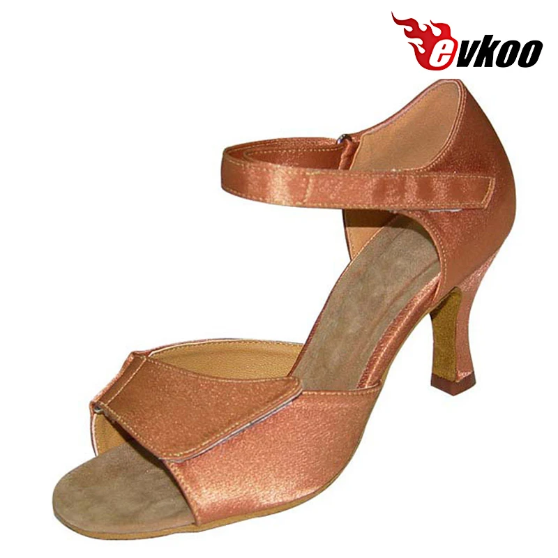 Evkoodance Customize Hot Sale Woman Latin Salsa 7cm Heel Height Dance Shoes Professional Handmade Shoes Porpurle Style Evkoo-208