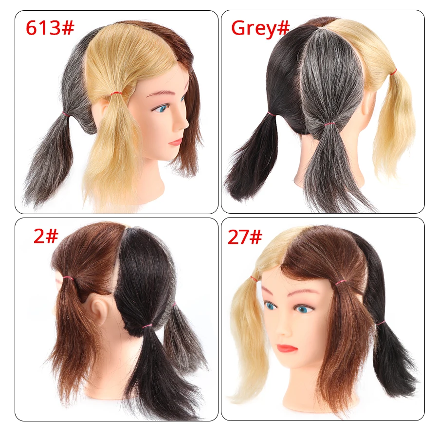 Human Hairdresser Training Head Special For Practice Dye Hair 4 Different Color On One Head American White Skin Female Doll Head