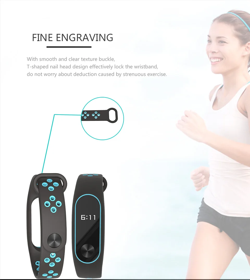 Strap for Mi Band 2 Bracelet Wristband for Xiaomi Band 2 Silicone Breathable Wrist Opaska Pasek for Miband Correa Wrist Straps