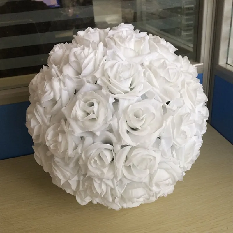 10Pcs Elegant Wedding Decorative Kissing Balls 25CM Dia Artificial Encryption Rose Flower Ball for Shopping Malls Opened