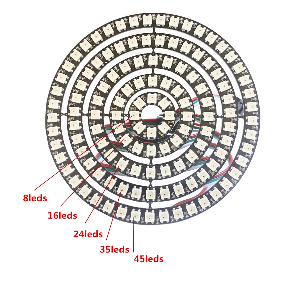 8/16/24/35/45/128 leds WS2812B pixel ring Addressable LED modules DC5V SK6812 WS2812 RGB full color Round LED Circle New