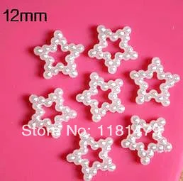 

Set of 300pcs 12mm Pearl / Pearlized FlatBack star shape Cabochons rhinestone WHITE for phone scrapbook diy hair pin accessaries