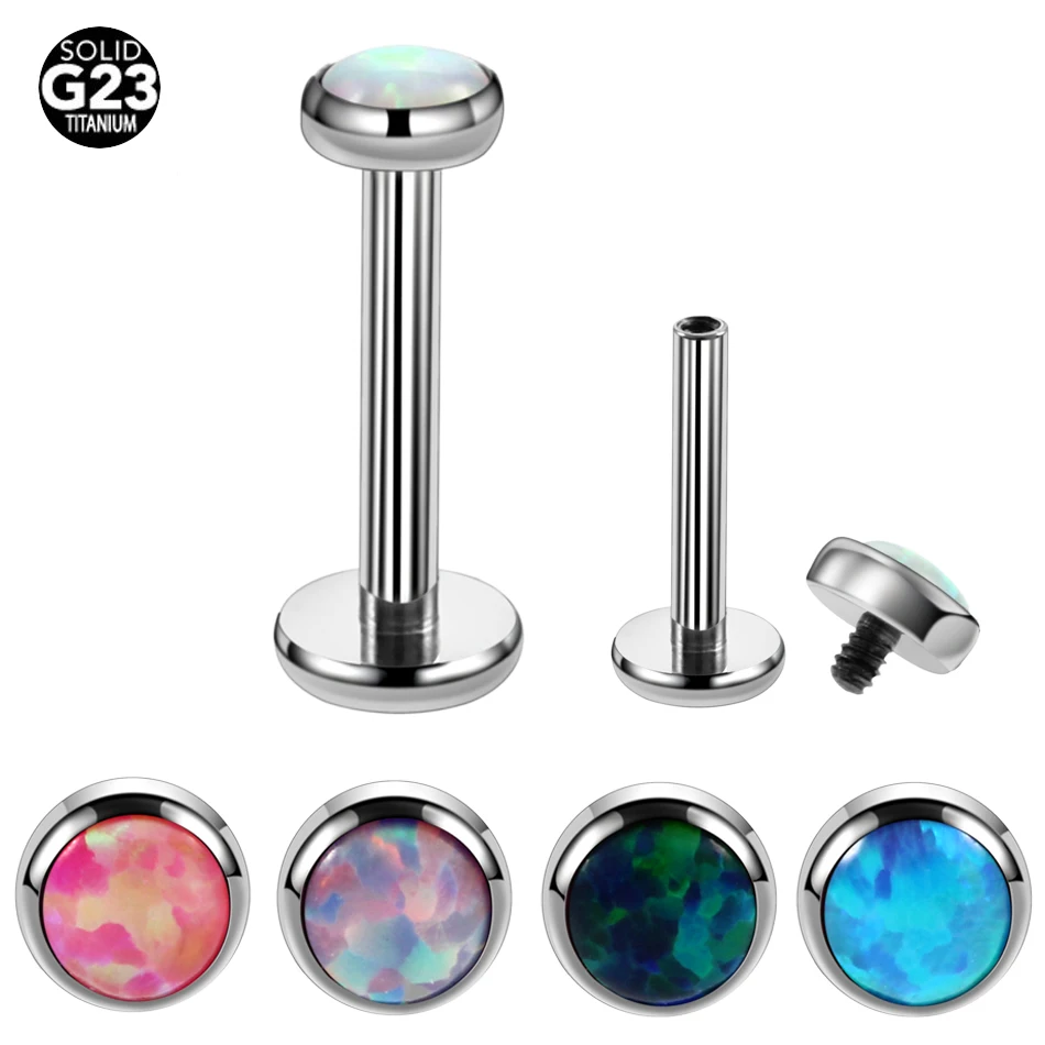 1Pc Titanium Opal Labret Piercings Lip Ring Sexy Charming Ear Cartilage Earring Tragus Helix Pircings Conch Jewelry for Unisex