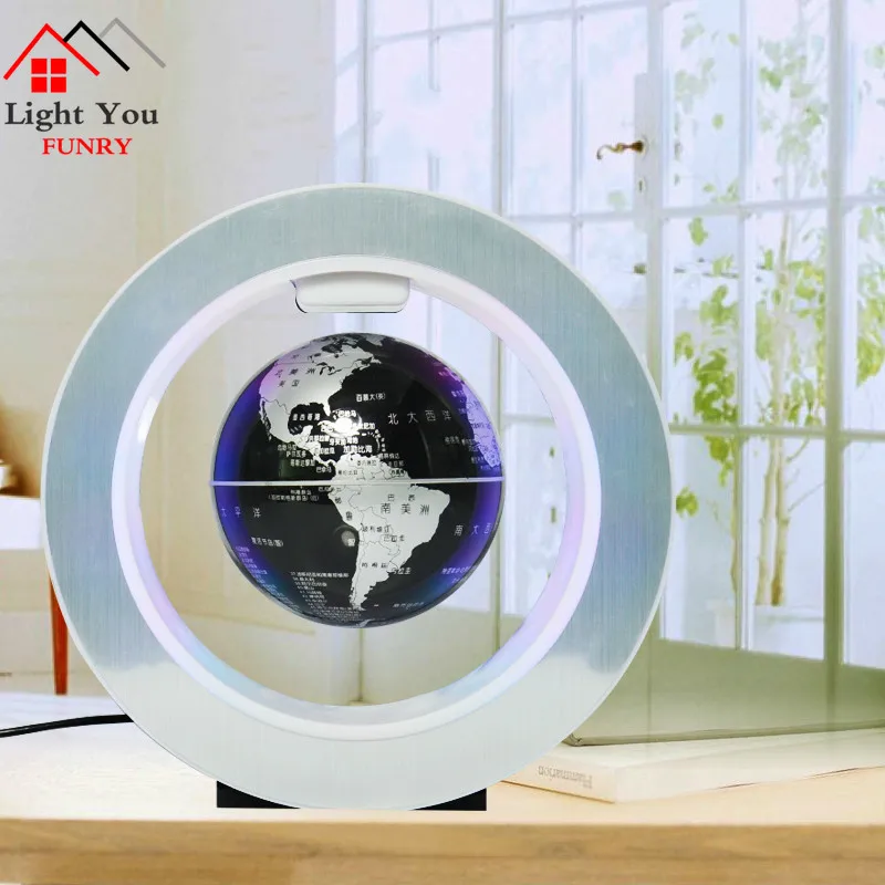 

English 22CM Frame World Map Novelty Magnetic Levitation Floating Globe Tellurion With LED Light Home Decoration Office Ornament