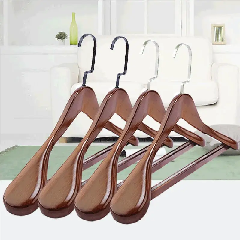 4pcs/lot 40/44/45cm men's and women's solid wood wide-shoulder clothes rack clothing store suit rack without trace anti-skid