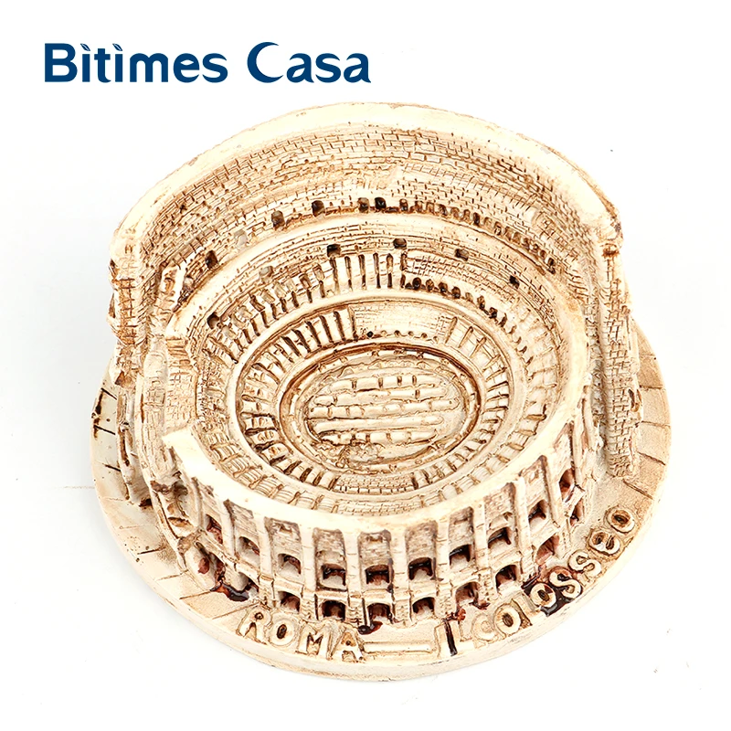 Bitimes Architecture Miniature Resin Crafts Figurines Roman Colosseum Statue Landmark Building Ornament Retro Home Decor