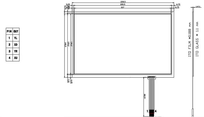 Pantalla táctil de resistencia de cuatro cables de 10,2 pulgadas - calidad industrial - más allá del A - garantía por tres años