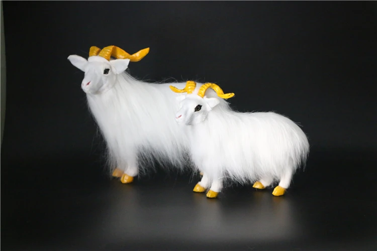 White Sheep Polyethylene Furry Goat Figurine Home Decor Handicraft Model Gift A2600 Soft Touch Sheep Model for Home Decoration