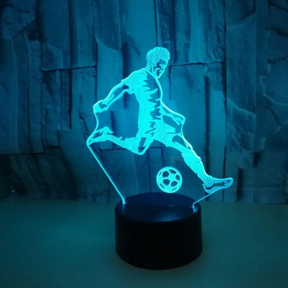 Play Football 3d Light  Visual Gifts  Acrylic 3d Led Night Light Luminaria De Mesa Kids Lamp 7 color change 3D Lamp