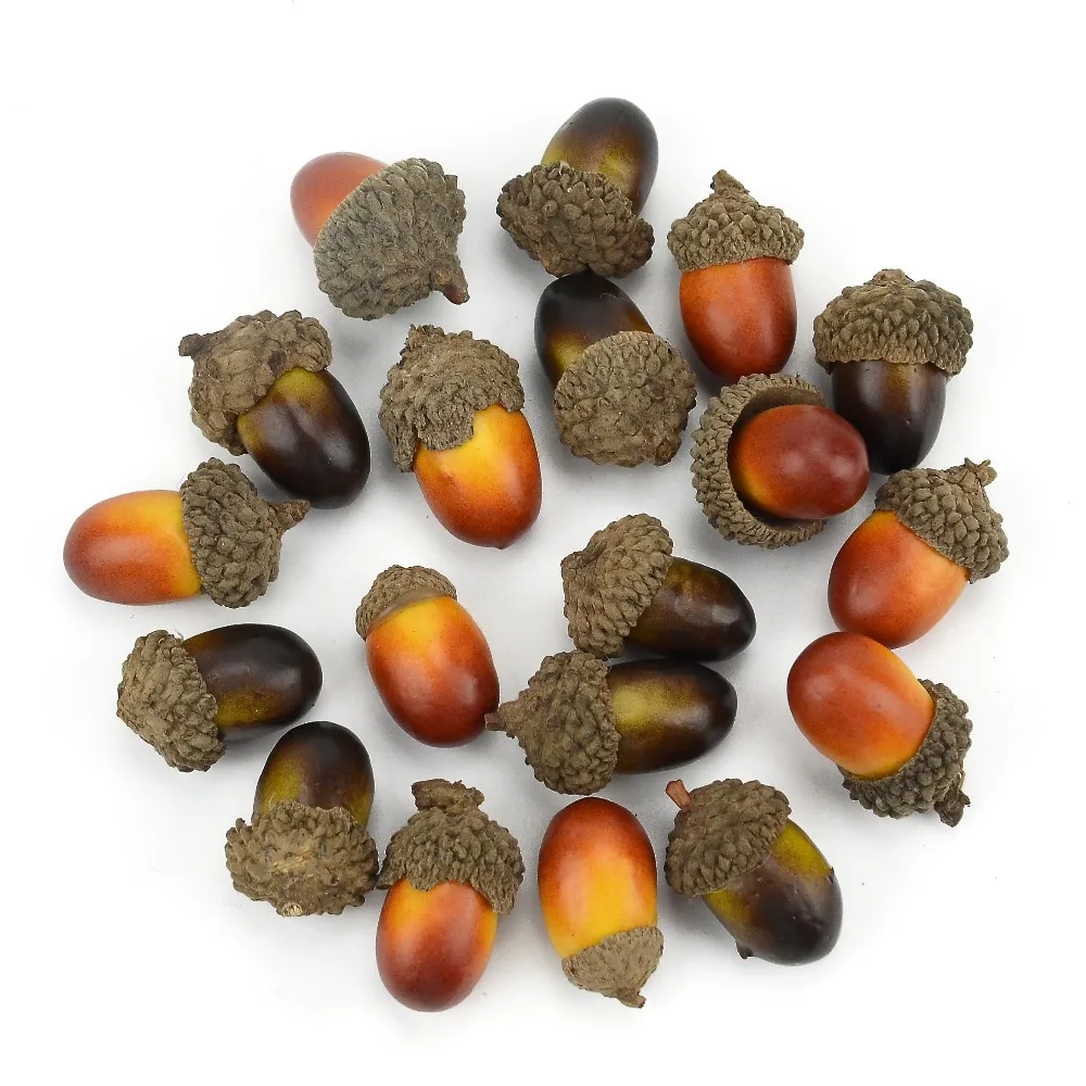 Cheap 50pcs of Beautiful Acorns mini Artificial Foam Fruit and Vegetables Fruits Home Wedding Christmas Tree Decoration