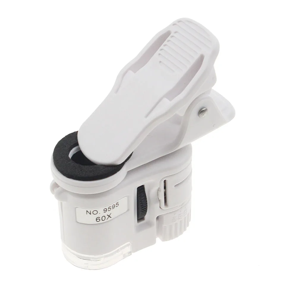 60X Universal Mobile Phone Mini Portable Clip LED Microscope Magnifier Loupe For Iphone6 6s Samsung