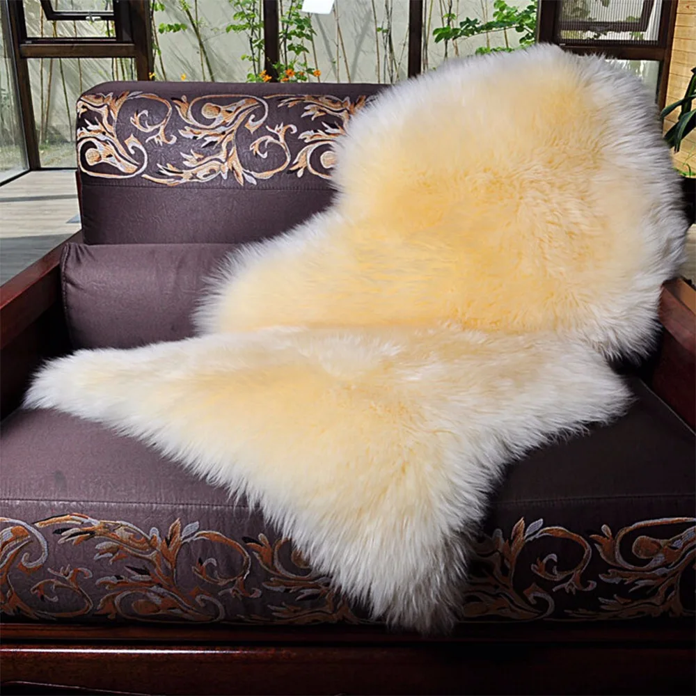 Pure Wool Big Deluxe Whole Australian Sheepskin Plush Seat  Cushion Pad Cover Carpet In Car Sofa Mat Bedroom  Living Room