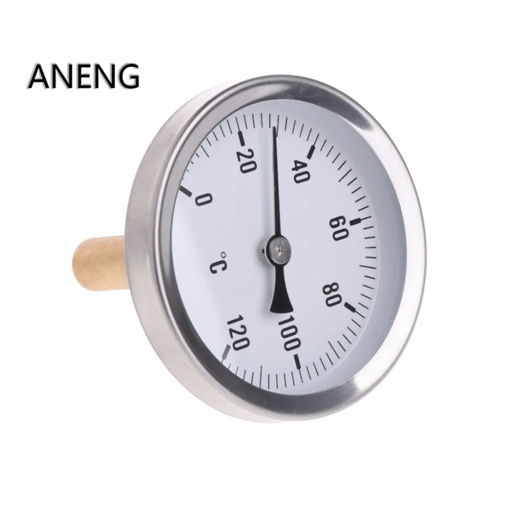 ANENG 63mm Dial Horizontal Thermometer Aluminum Temperature Gauge Meter Liquid Water