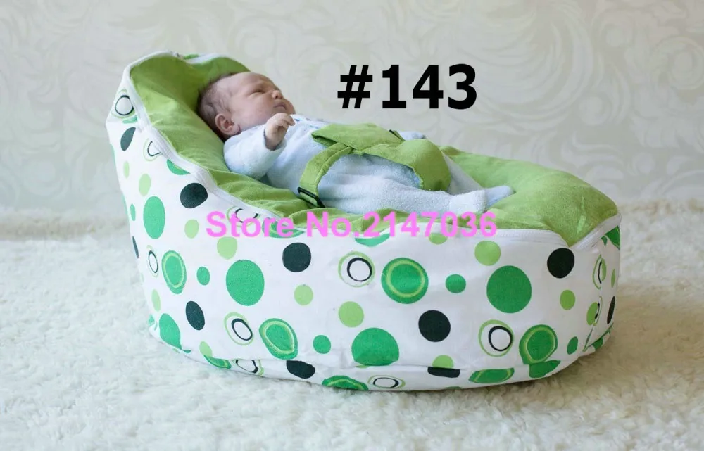 

Green polka dots wholesale custom printed faux suede beanbag chair, baby beanbag, kids bean bag sofa seat